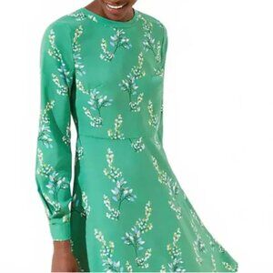 Loft Green Flower Branch Flare Shirtdress